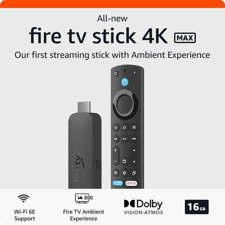 美版!Amazon Fire TV Stick 4K Max (2nd Gen), 2023 Release, 2/16GB,Wi-Fi 6E,全新水貨!