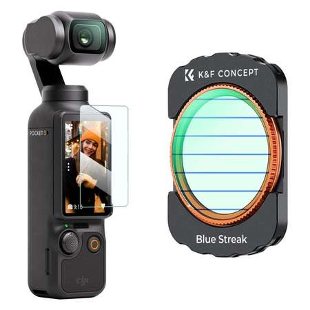 K&F Concept Magnetic Blue Streak Filter For DJI Osmo Pocket 3 磁吸藍色條紋炫光濾鏡