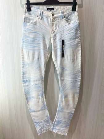 100%全新 日本潮牌 Semantic Design Jeans 男裝窄身牛仔褲 彎刀褲 札染藍白色 Smart Casual