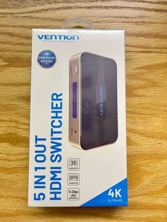 Vention HDMI Switcher 5 In 1 Out Gold 五進一出 HDMI 切換器 Switch