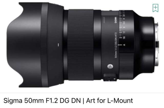 Sigma AF 50mm f/1.2 DG DN(Art) for Leica L-mount
