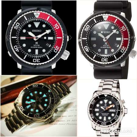 中古 絕版 日本 Seiko Prospex  SBDN053紅黑水鬼錶/deep blue watches PRO 1000M 鋼帶- 黑色錶盤潛水錶