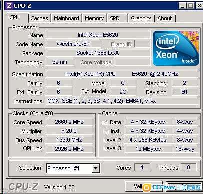 Intel Xeon Processor E5620(2.4GHz ~ 2.7GHz LGA 1366)