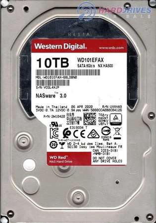 WD 西數 (WD)Red PLus 3.5" 256MB 5400rpm 10TB NAS 硬碟 WD101EFAX