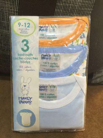 👶 HONEY BUNNY Baby Bodysuit 3pc Gift Set 9-12 months MIX NEW 嬰兒 連體衣 3件套👶