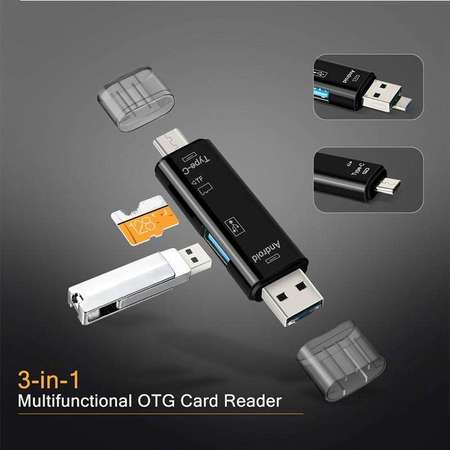 📱  OTG 3 in 1 Multifunctional Card Reader USB-C Micro USB-A NEW 全新 三合一 讀卡器 💻