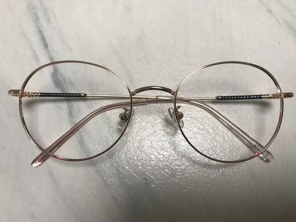 防藍光玫瑰金色梨形眼鏡(A105)