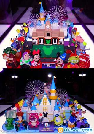 全套7-11 迪士尼 LIGHT PARADE 螢光車隊夜光車隊 1套30隻公仔連火車站,城堡(包聖誕,新年,情人節版)
