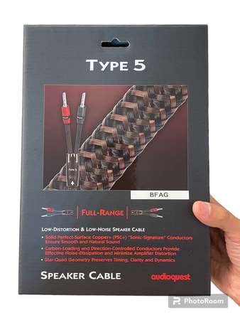 AudioQuest 美國線聖 喇叭線 Type 5 Speaker Cable 2.5M, 近全新, $2980 議價不回 深水步 謝謝