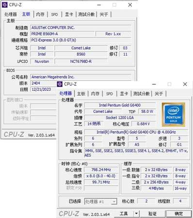 G6400+Asus Prime B560M-A (支援第 10/11 代 Intel® Core)