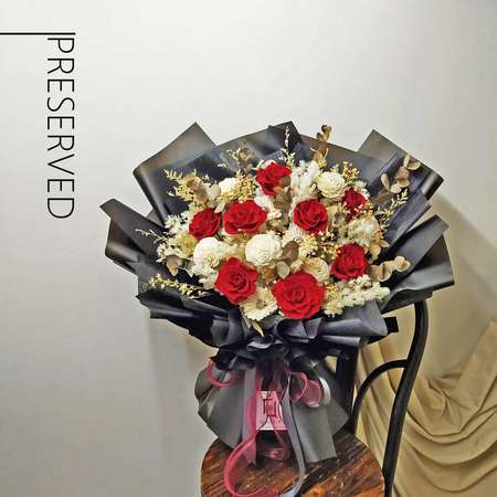 QuadrupleFlower 💐❤️✨ 經典.VIII | 紅色永生花玫瑰花束 保鮮花 Preserved Flower Rose Bouquet
