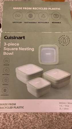 Cuisinart set of three square boxes  方形儲物盒3個