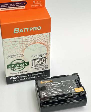 全新行貨Battpro W235 Fujifilm 100S, 50S II, XT4, XT5, SH2S 專用鋰電池, 深水埗門市可購買,順豐免郵或7仔自取