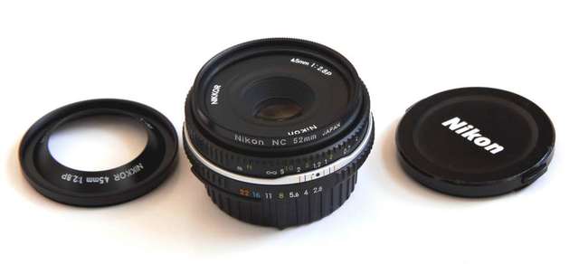 Nikon 45mm 2.8P AI-S Black Pancake MF Lens 95% new  with NC filter HN-35 Hood