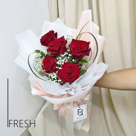 [門市自取][QuadrupleFlower] 💐❤️✨ 活潑真愛 | 紅玫瑰心心鮮花花束 示愛 送禮物 女友 Red Rose Bouquet Gift