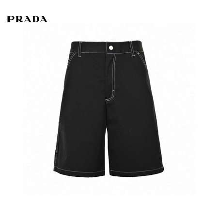 Prada/普拉達 24ss 三角標明線工裝短褲