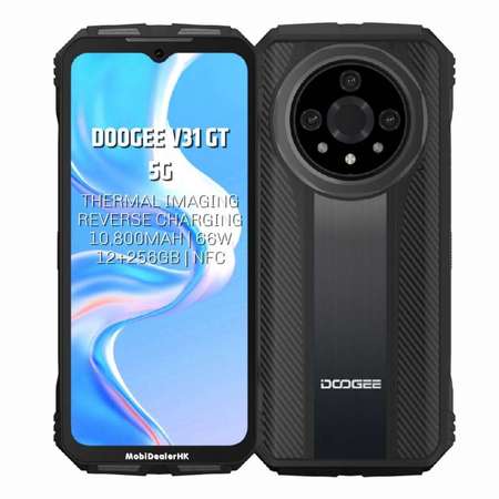 99%新黑色Doogee V31 GT 5G 三防手機(熱感, 夜視鏡, 6.58" FHD+, 12+256Gb, 32+50/24/8MP, 10800mA