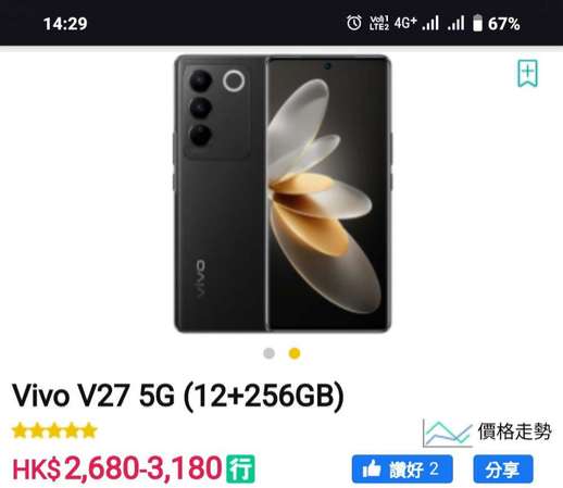 行貨 VIVO V27 5G （not S16）