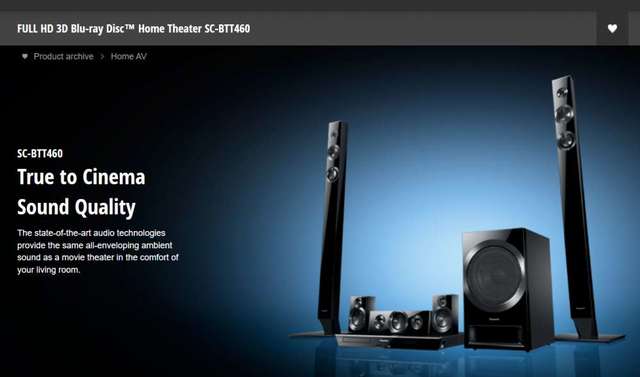 Panasonic 樂聲 5.1聲道blu-ray藍光家庭影院 SC-BTT460