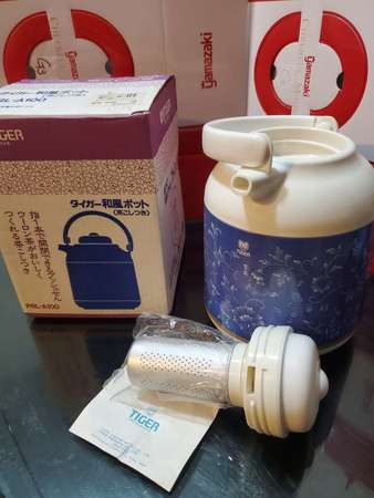 全新 Tiger 冷熱保溫水壺 Made in Japan 日本製造 茶壺 有茶隔 不銹鋼內膽 1L 1公升