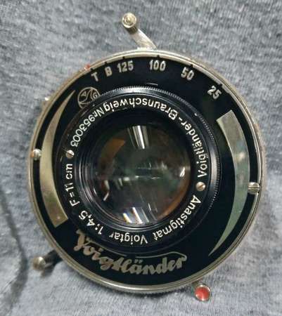 2戰前 voigtlander 105 mm f 4,5  Voigtar  shutter lens/ 2戰前  原裝  福倫達 6x9 風琴機  鏡頭