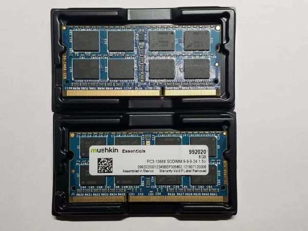 2 PCS of mushkin DDR3 8GB (TOTAL 16GB) 1600MHz 1,5V NOTEBOOK RAM