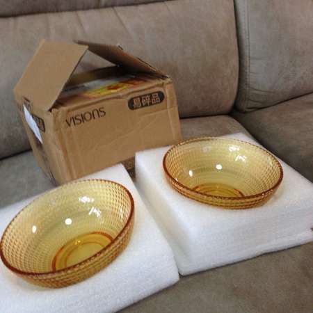 🍲 VISIONS CORNINGWARE Bowl 2pc Set NEW 全新 康寧琥珀色晶瑩系列波點点餐具玻璃碗2件組VS-AMR2A/KZYL 🥘