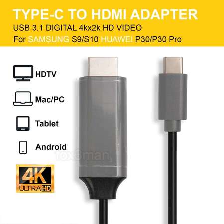 TYPE C TO HDTV CABLE USB 3.1 HDMI 4K 高清轉換線 MacBook Pro iPad Pro 三星S21 22 23 適用