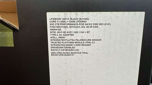 Fujitsu Notebook LIFEBOOK 13.3吋 (2022) (i7-1265U, 32GB+2TB SSD) U9312T70B