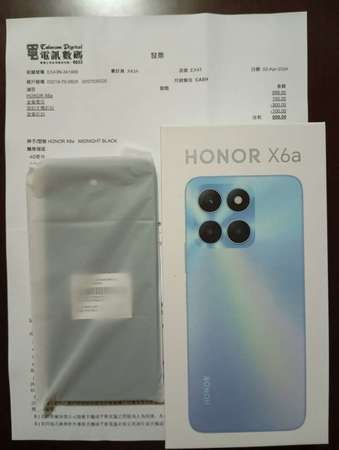 HONOR榮耀X6a [4+128G版] *99%new *黑色 *香港原廠行貨[*有正式單據,2024年4月2日在電訊數碼度續約購買](***代老友賣)