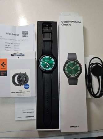 99%新 Samsung Galaxy Watch6 Classic 47mm (藍牙版)水貨 黑色全套 送韓國spigen保護套