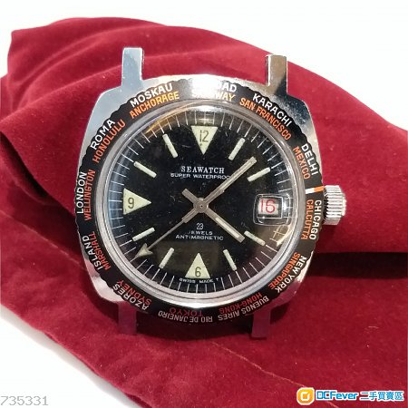 seawatch 橙黑圈 三角字 红日历 swiss made t 37mm